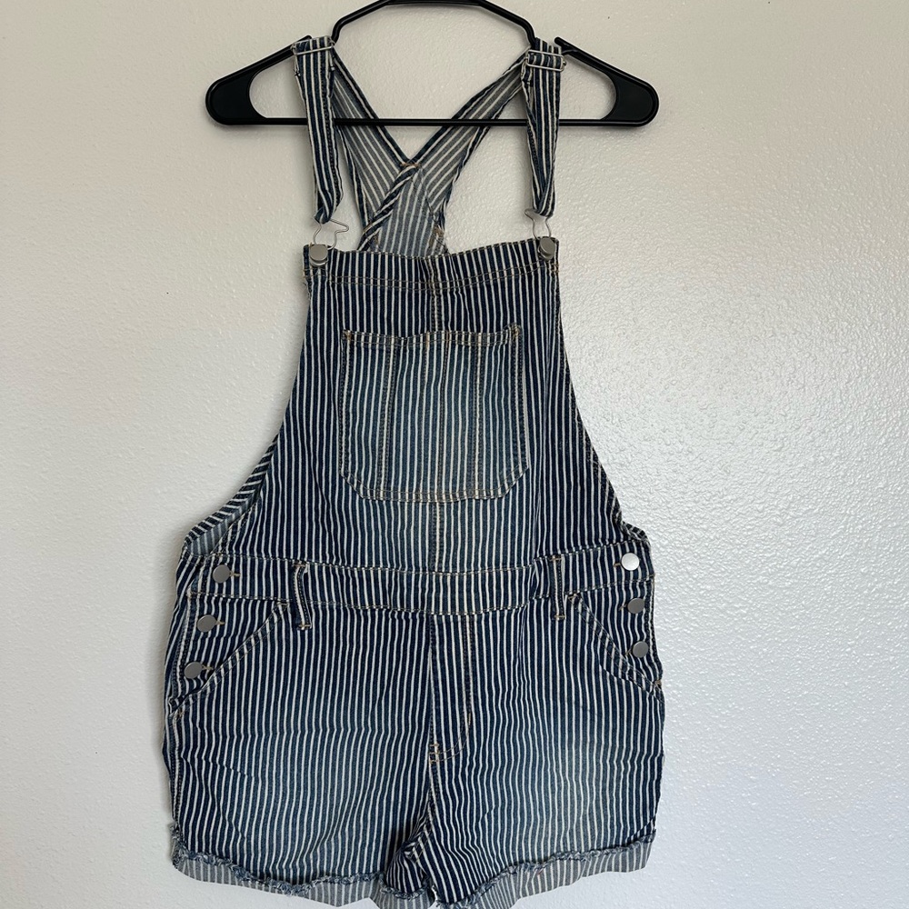 Striped Denim Overalls